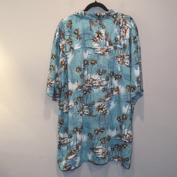 Island Shores Hawaiian Short Sleeve Buttoned Shirt Tropical Beach Palm Size XXL - Picture 9 of 11